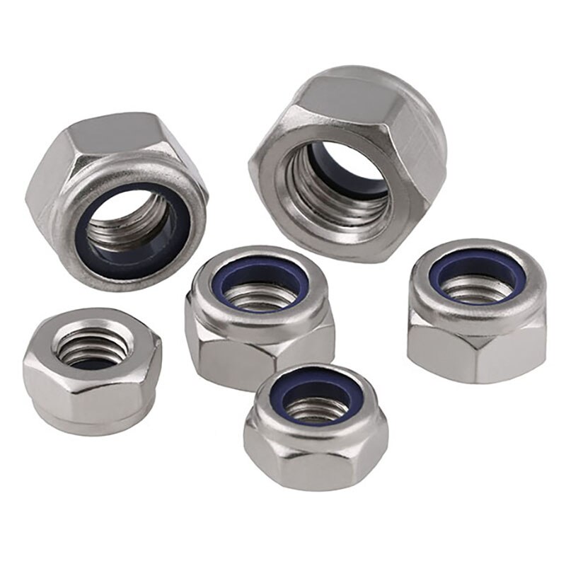 M4 M5 M6 M8 M10 M12 304 Stainless Steel Left Hand Thread Anti-loosening Nut Anti-threaded Left Thread Self-locking Non-slip Nut
