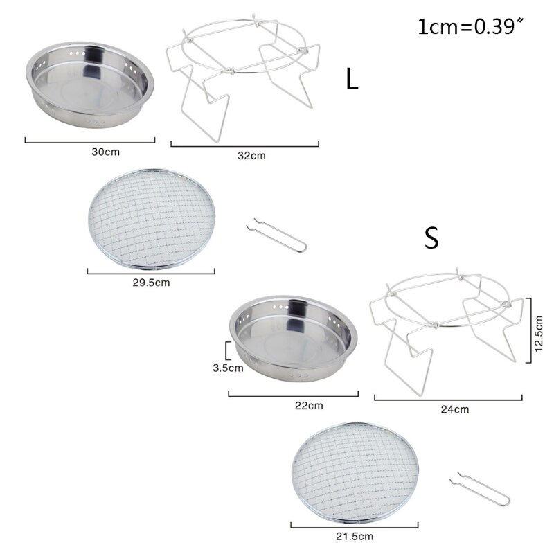 Mini Outdoor Stainless Steel Round Barbecue Rack Portable Folding Campfire BBQ Charcoal Grill Combo for Patio &amp