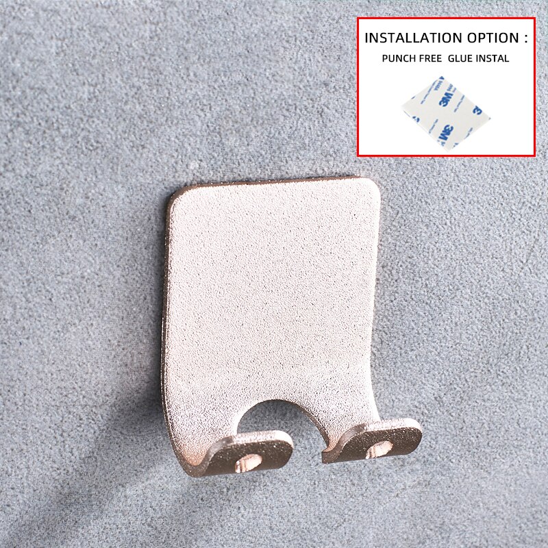 Support adhésif mural auto-adhésif en aluminium | Crochet mural de maison bureau, support de prise de courant, crochet de rangement mural 3 couleurs: 3 Pieces / Champagne