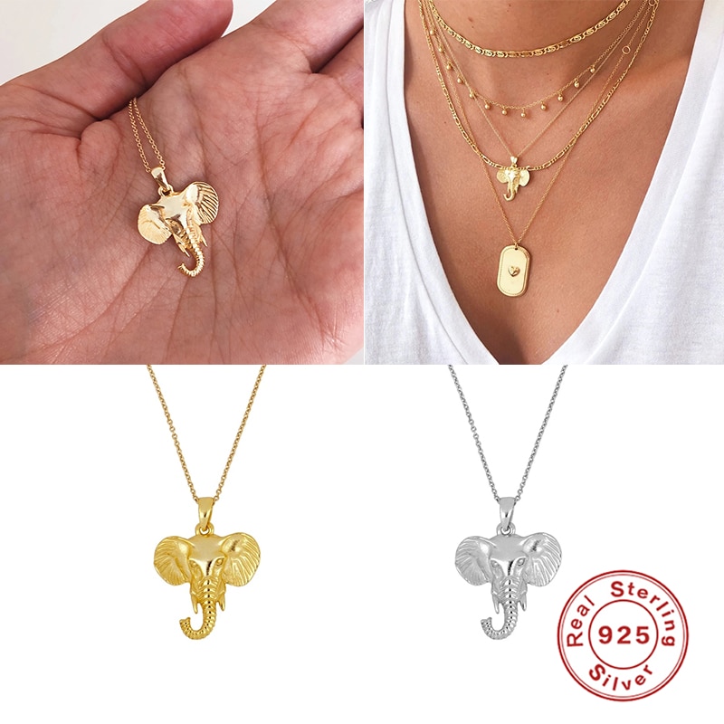 925 Sterling Silver Cute Elephant Pendant Necklaces For Anniversary Valentine's Day Minimalist Choker Necklace Jewelry