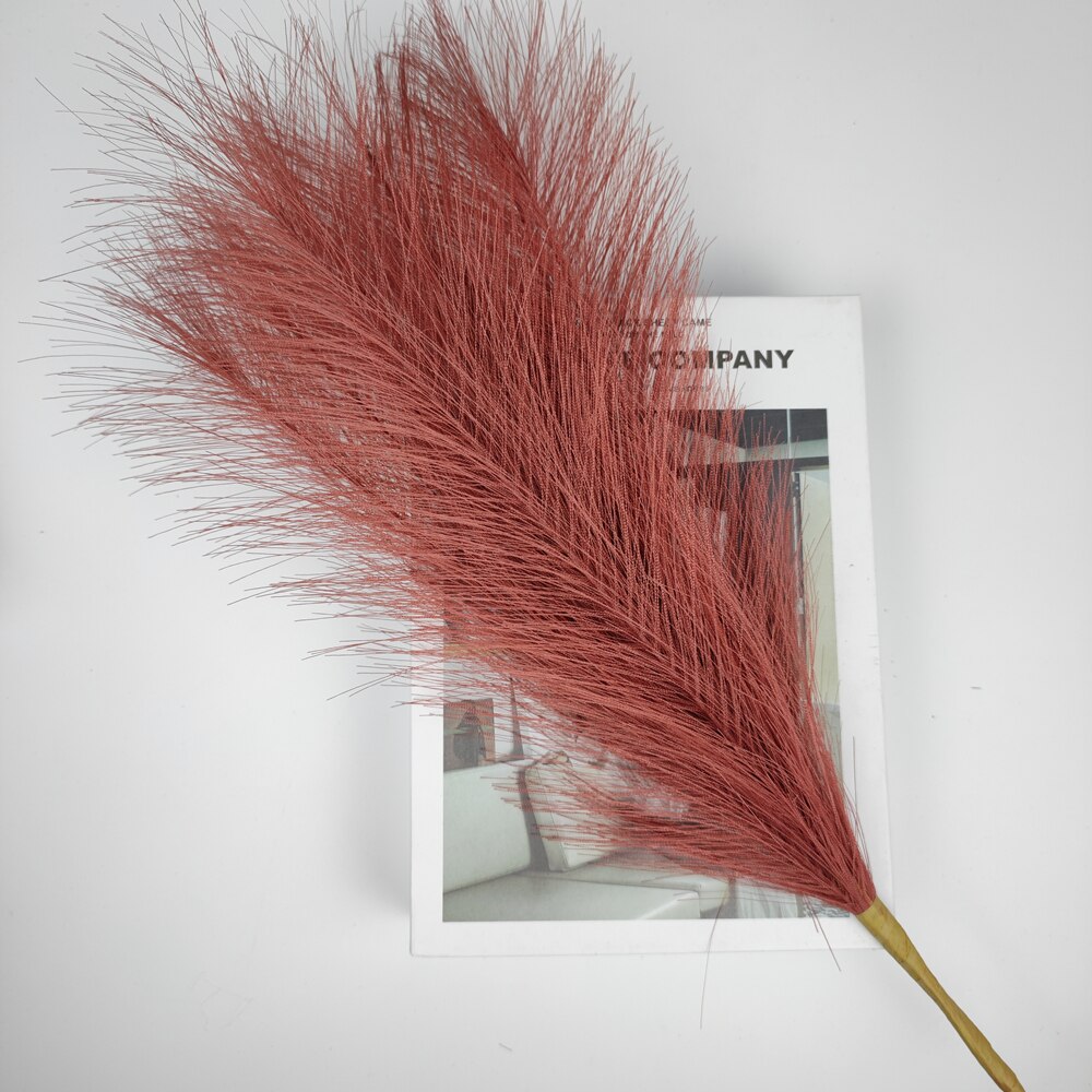 Faux Pampas Grass 17''/44cm Short Pampas Grass for Boho Home Office Decoration Artificial Reed for Floral Arrangement Vase Fills: RED 1pc