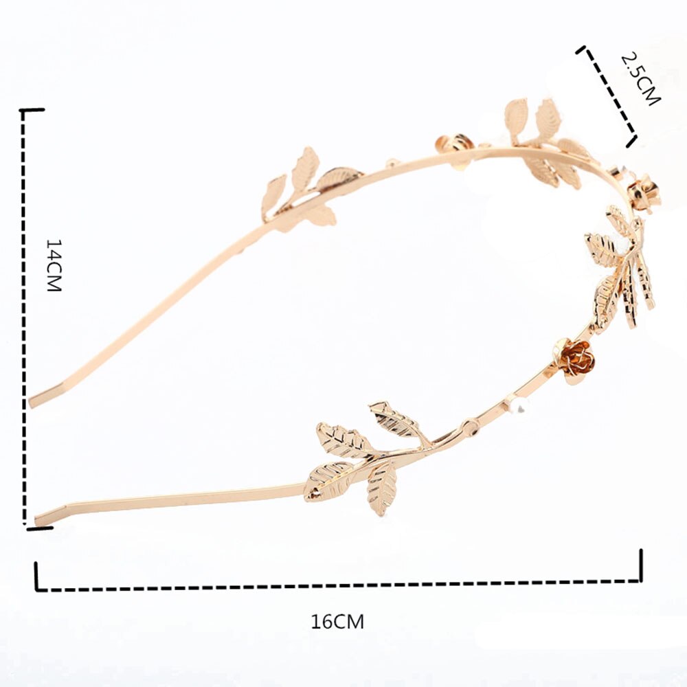 Bridal Hair Jewelry Korean Gold Leaves Hair Bands Wreath Vintage Pearl Crown Tiara Women Wedding Hair Accessories: I