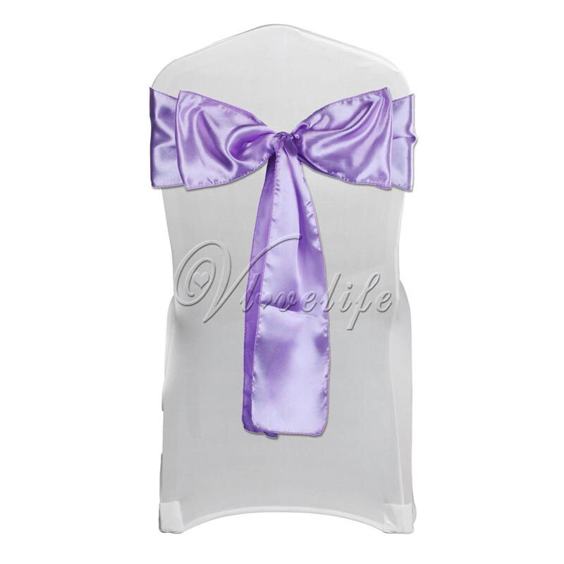 Satin stol sash sløjfe 6 "  x 108 " til banket bryllup fest banket sløjfer sommerfugl håndværk stole betræk dekoration: Lavendel