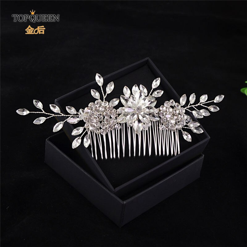 TOPQUEEN HP77 Silver Wedding Tiara Bridal Combs Rhinestone Hair Accessories Wedding Headwear Bridal Hair Clip Wedding Hair Comb: Default Title