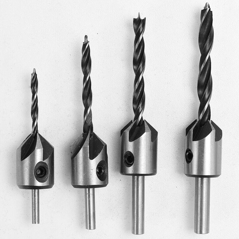 HCS 5 Flute Countersink Drill Bit Set Screw Woodworking Drill Press Set Reamer Screw Woo Tool 3-6mm