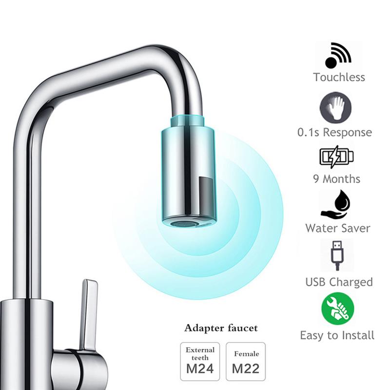 Waterbesparende sensor contactloze kraan intelligente kraan infraroodsensor adapter keukenkranen mondstuk voor keuken badkamer