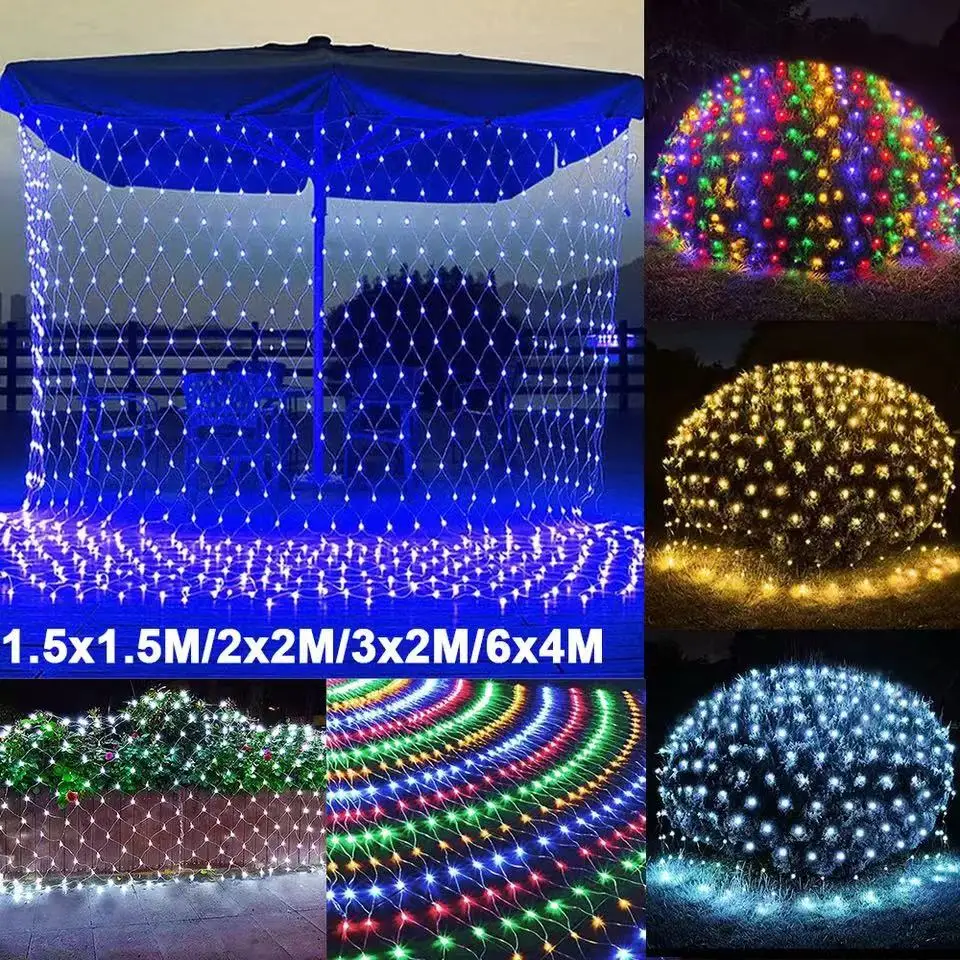 1,5x1,5 M 3x2M 6x4M LED malla de red guirnalda de luces guirnalda ventana cortina Navidad Hada luz boda vacaciones luz