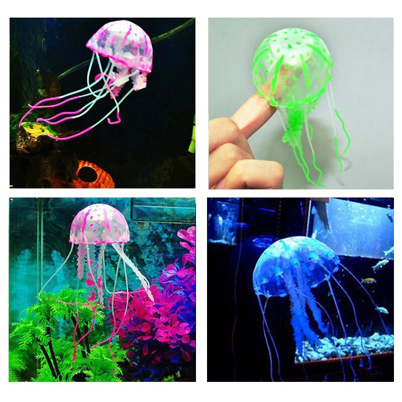 Aquarium lumineux artificiel en Silicone, paysage aquatique, poisson méduse, brille dans la nuit, ornement sous-marin: Default Title