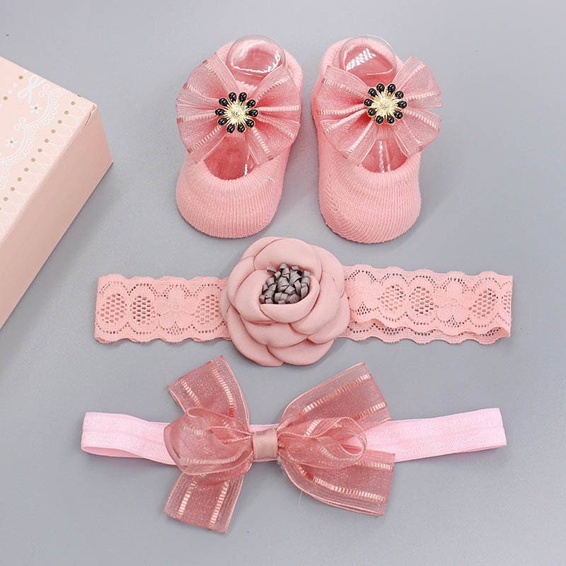 3 unids/set calcetines de bebé diademas de bebé chica pelo accesorios arco de encaje diadema de corona para bebés bebé ducha recién nacido: Style 2 G25 no box