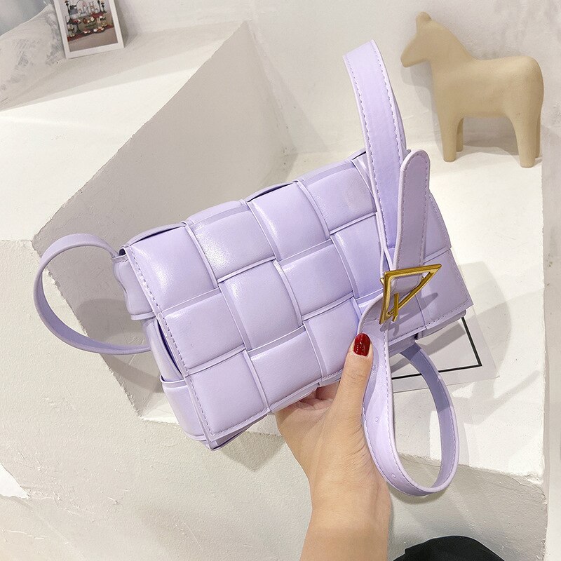 Mujer textura bolso Casual estilo bolso de mujer Popular de nueva salvaje tejido mensajero bolsa de Bolsa De Almohada cuadrada pequeña bolsa: Morado