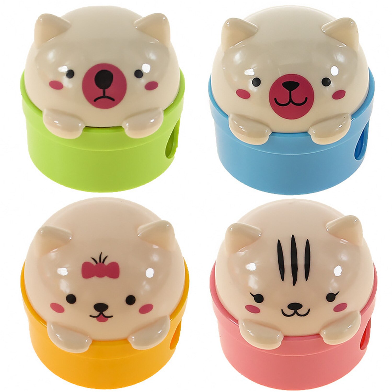 1pcs/4pcs Cartoon Double Holes Cat Bear Pencil Sharpener Cartoon for Kids Student School Randomly Color School supplies