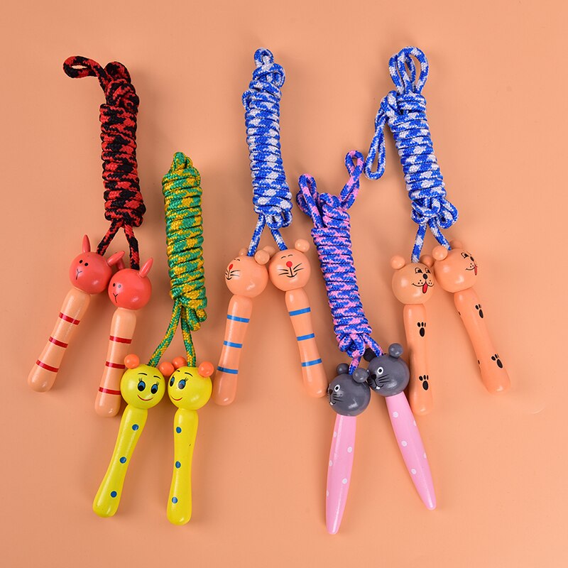 JULYHOT Kids Jump Ropes Wood Handle Sport Bodybuilding Fitness Lovely Cartoon Skipping Ropes Wood Handle