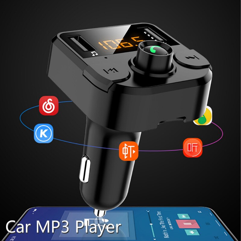 3.4a schnelllade-autoladegeräte, fm-transmitter, bluetooth, dual-usb-handyladegerät, schnellladefunktion,  mp3 tf- karten-musiksystem