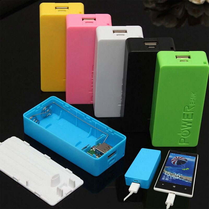 Cargador de batería USB 18650 Universal portátil de colores, funda de Banco de energía DIY para iPhone, Samsung, Huawei, contenedor de almacenamiento de batería