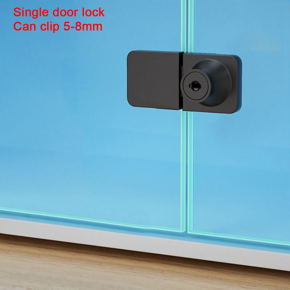 Cabinet Door Lock Glass Display Cabinet/Showcase Locks Single/Double Door No Need Drilling Easy To Install Home Tool: Red