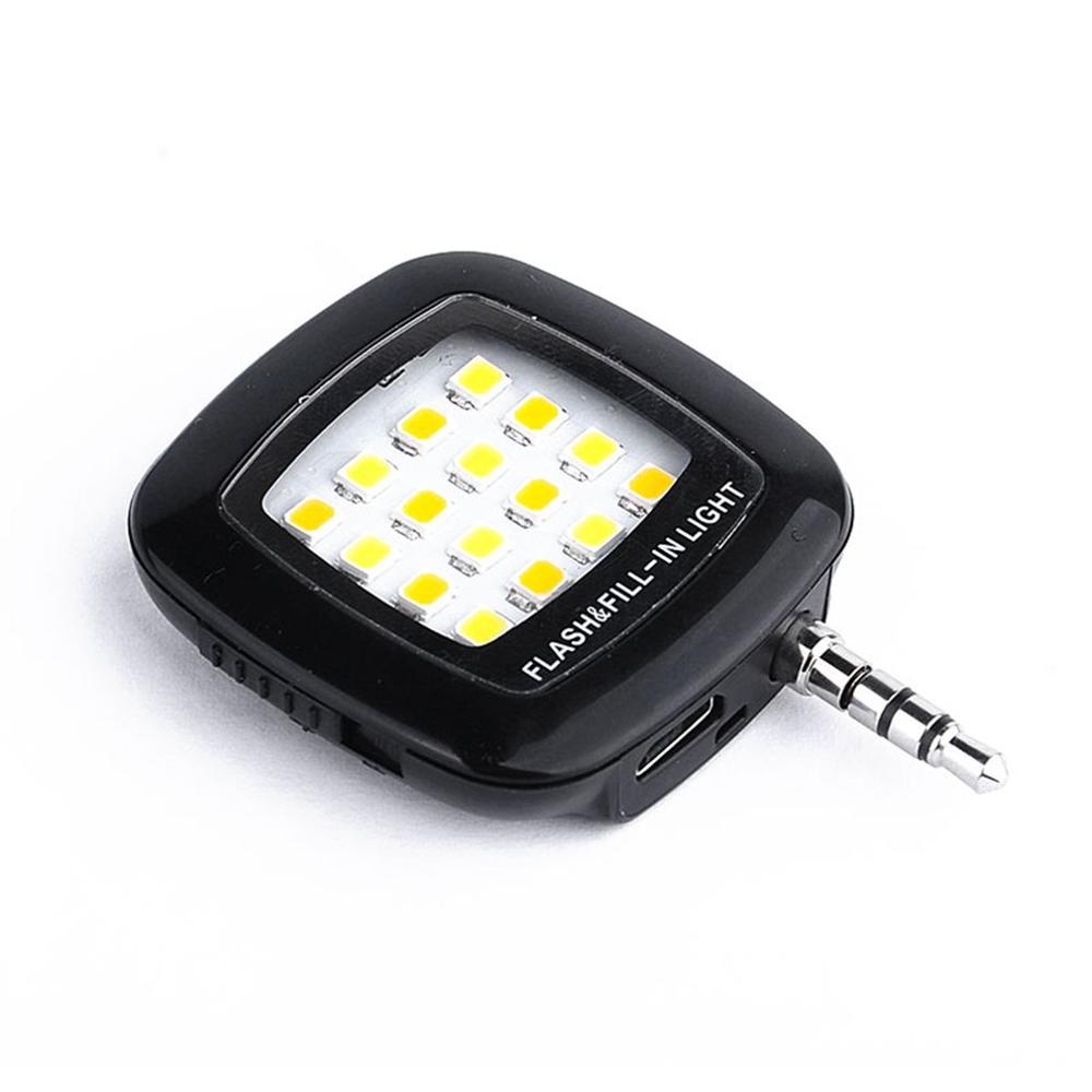 USB Charge Mini Selfie Ring Light LED Flash For Phone Portable Night Darkness Enhancing Camera Selfie Light: Black