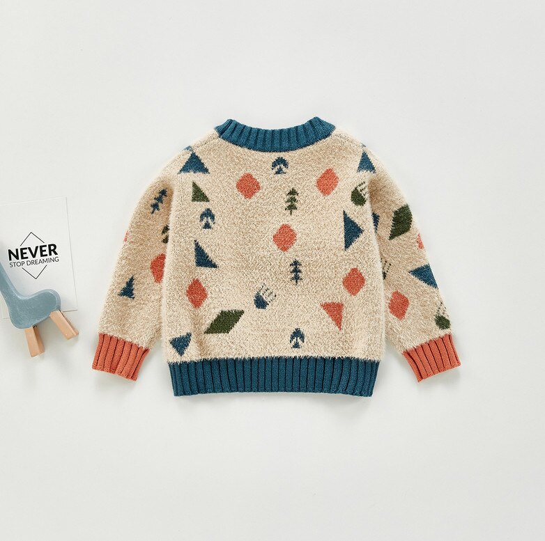 0-24M Baby Junge Mädchen Cartoon Geometrische Muster Pullover Herbst Nette Infant Weiche Knited Langarm Pullover strickwaren Outwear