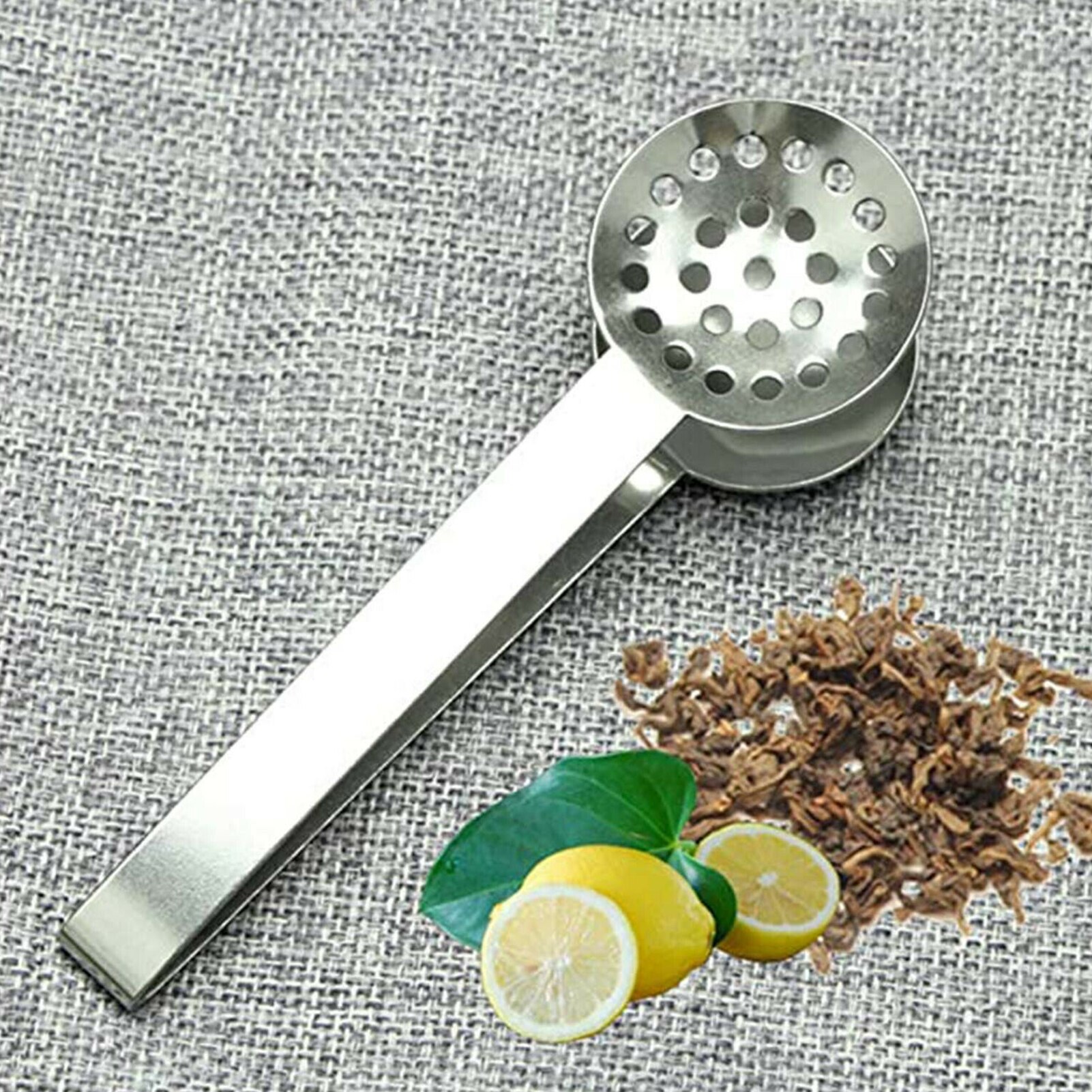 1PCs Silver Stainless Steel Round Tea Bag Tongs Tea Bag Squeezer Holder Grip Clip for Lemon slice Kitchen Tools