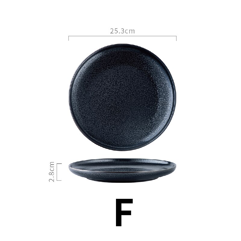 Red black ceramic plate set Kitchen restaurant party steak plate Dinner dish salad spaghetti Microwave trays can be used: F