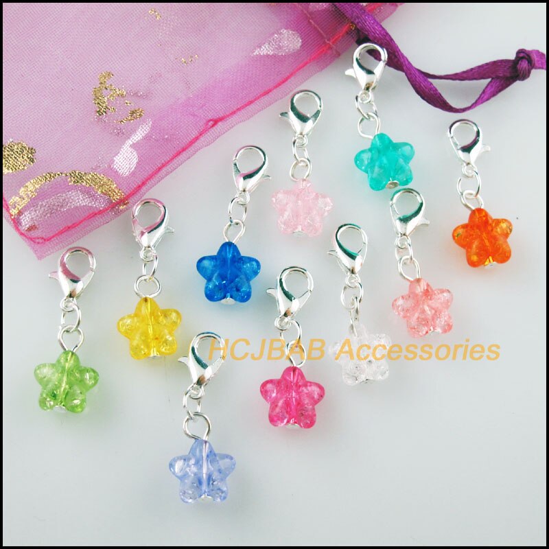 20Pcs Mixed Acryl Crack Star Charms Met Verzilverd Sluitingen Hangers