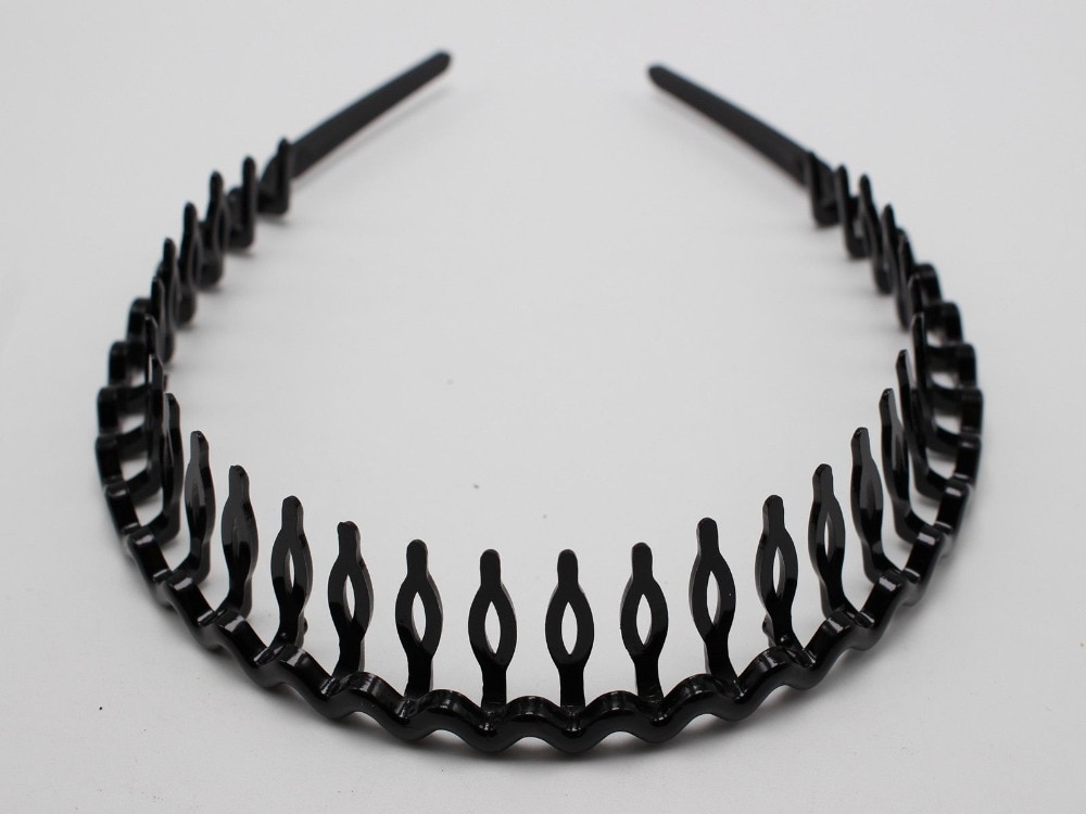 5 Zwart Plastic Wave Hair Band Hoofdband 8Mm Met Tanden Haaraccessoires