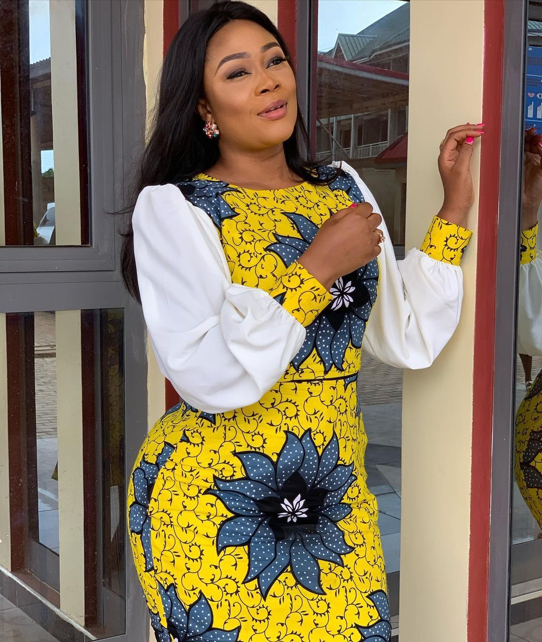 3XL Plus Size Africa Clothing Dashiki Flowers Print Long Sleeve Midi Dress Women Autumn Robe Long Party African Office Dress