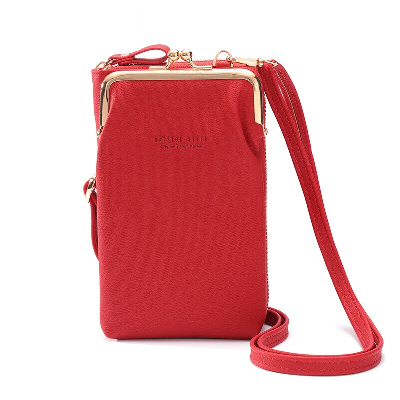 Dames PU Leer Schoudertas - Multifunctionele Crossbody Portemonnee met Rits & Hasp: Style2-Red