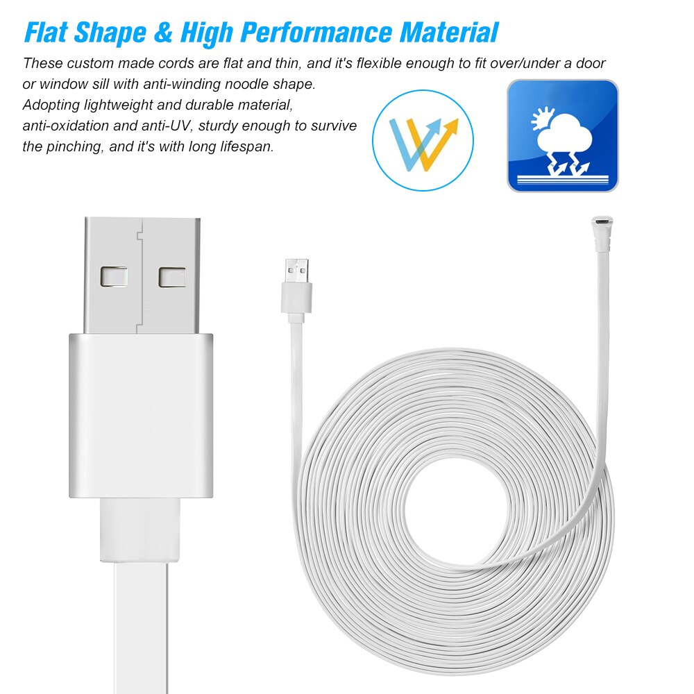 2M/6M/9M Opladen Voedingskabel Past Voor Arlo Pro/Arlo Pro 2/Arlo Go/Arlo Licht Weerbestendige Kabel Aluminium Legering Micro Usb-Kabel