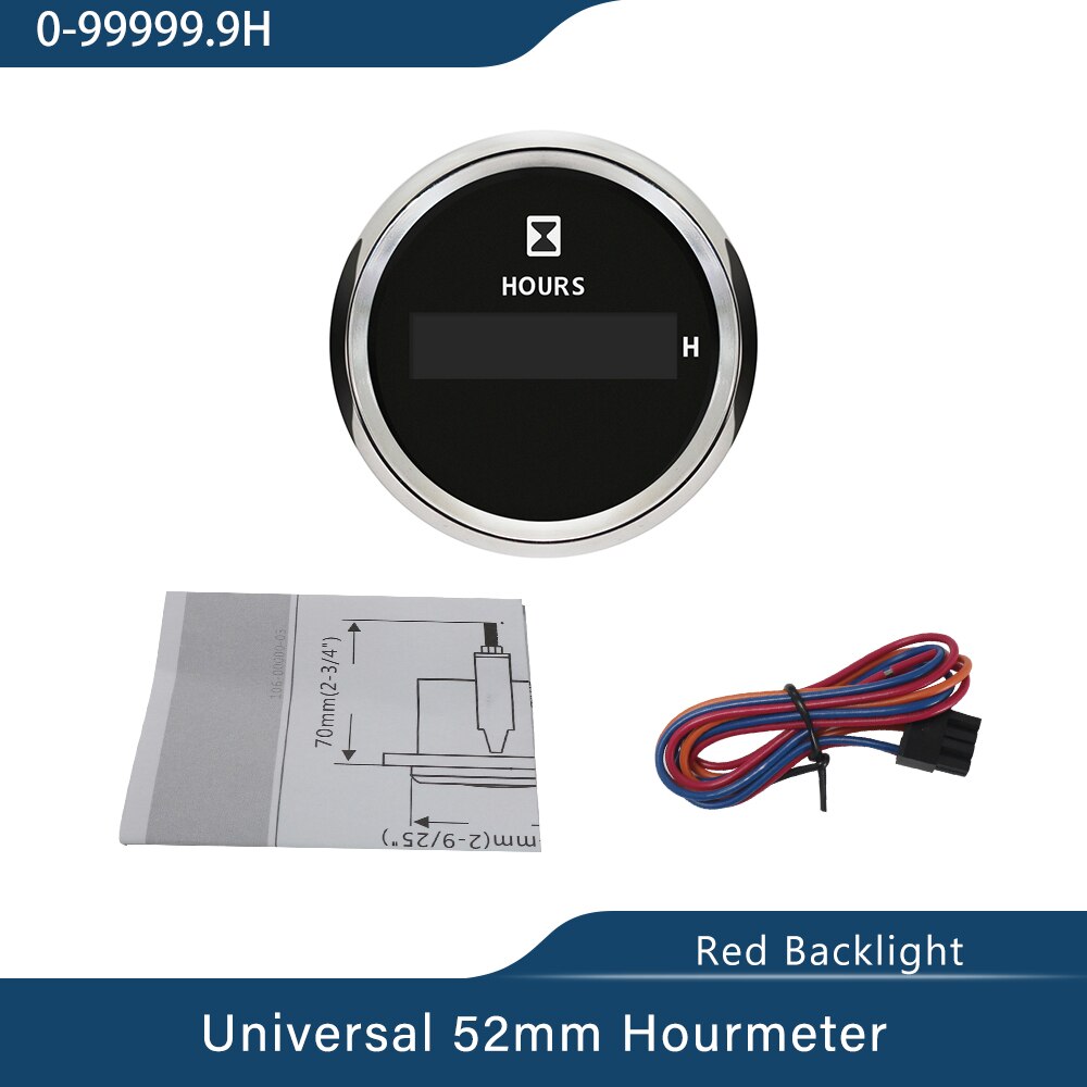 LCD Display Waterdicht 2 "Digitale Urenteller voor Bike Motorcycle ATV Auto Boot Met Rode Backlight 9- 32 V: BS