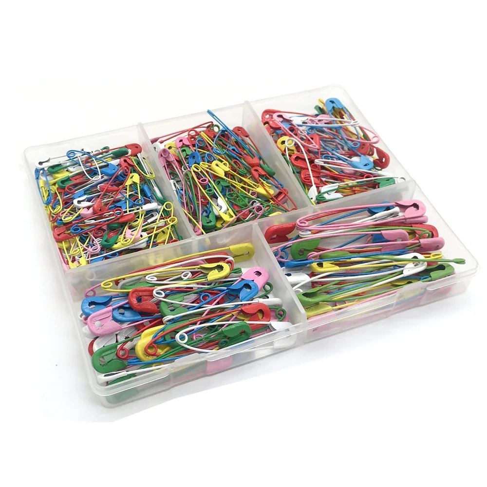 350 stk. metall fargerike sikkerhetsnåler gjør-det-selv syverktøy tilbehør brosje klesspenne nål klesverktøy stor liten eske sett: Default Title