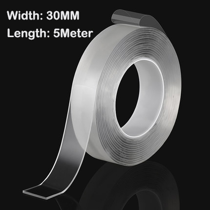 1M/2M/3M/5M Transparent Nano Magic Tape Double Sided Tape No Trace Fixing Tape Reusable Waterproof Adhesive Tape Cleanable Home: length 5Meter