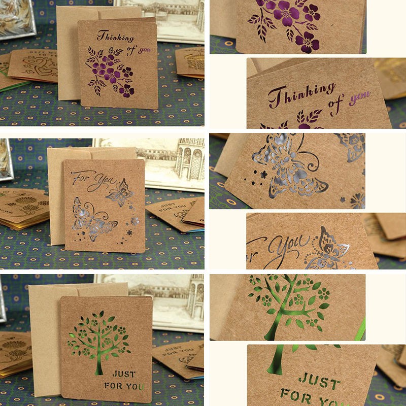 10pcs Mini Folding Paper Greeting Cards Happy Birthday Best Wishes Blessing Greeting Message Card Paper Party Wedding Decor