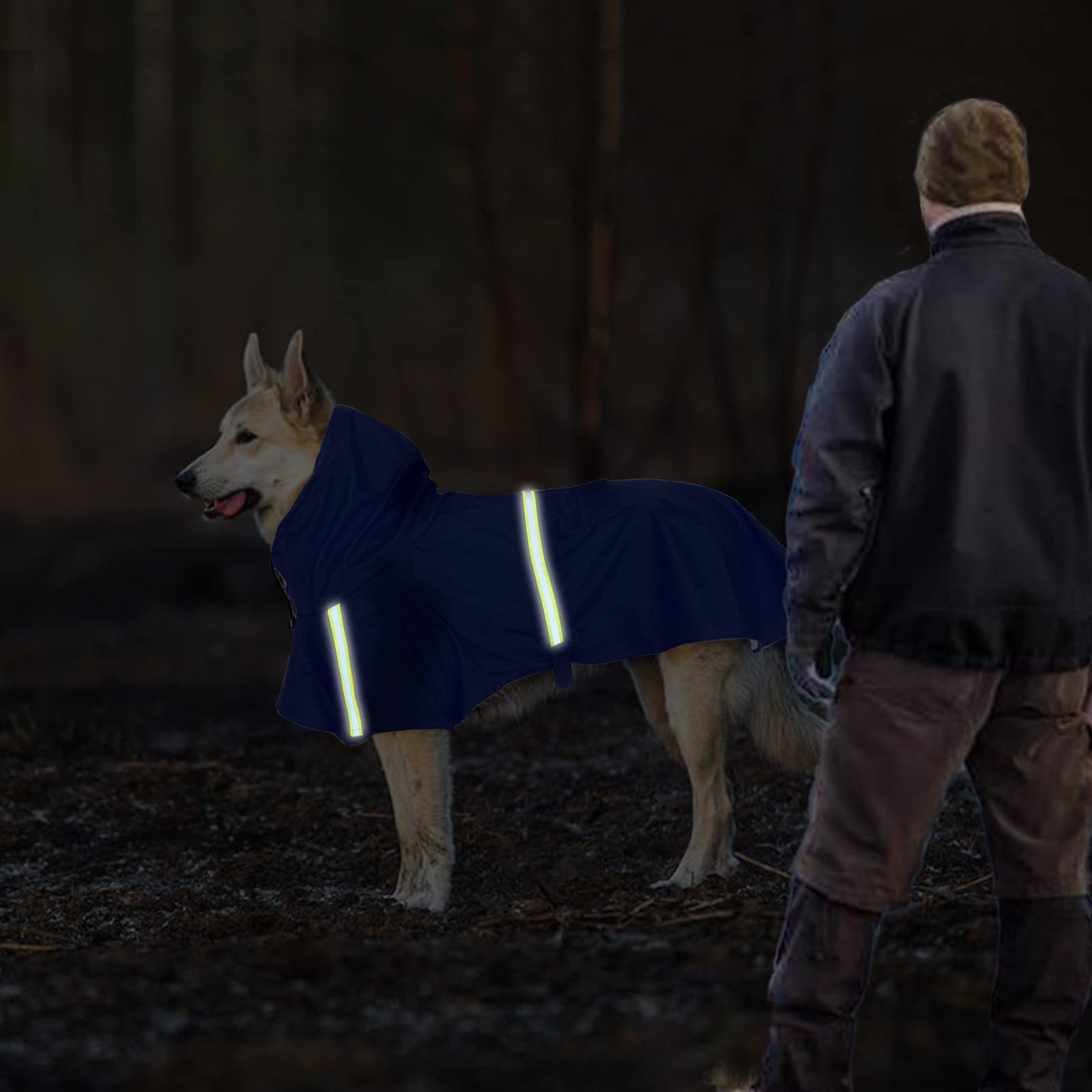 Dog Raincoat Rain Poncho Coat With Reflective Strap Waterproof Rain Jacket With Hood Leash Hole Adjustable Slicker Rainwear