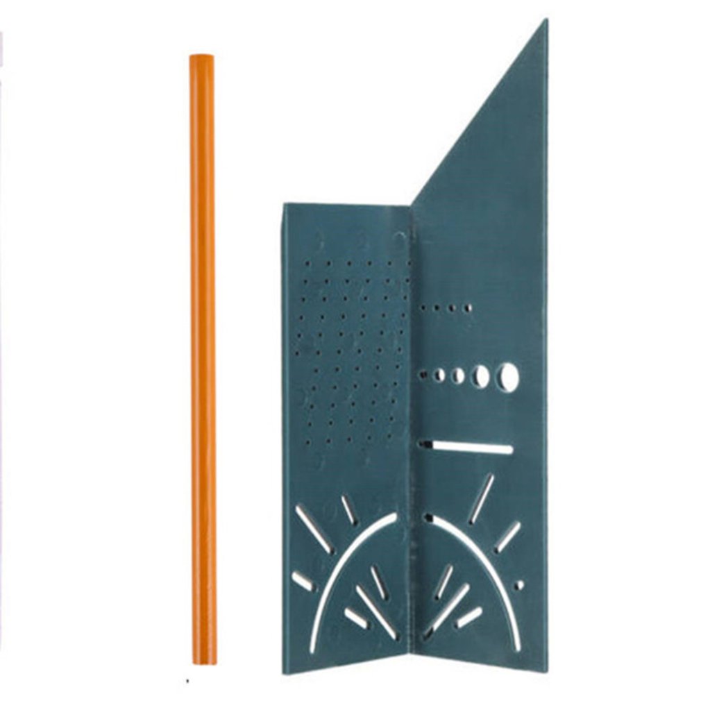 Woodworking 3D Mitre Angle Measuring Square Size Measure Tool With Gauge & Ruler Tools: Gray / ruler and pen