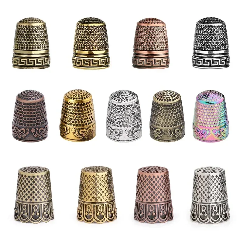 1pc vintage koppar sömnad fingerborg silver guld fingerskydd verktyg pyssel hantverk hushållssömnad broderi ماكينة خياطة محمولة