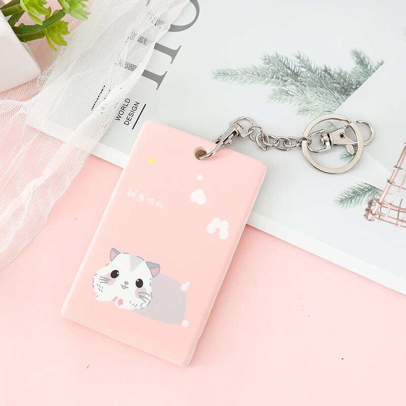 Cute Cartoon ID Bus Card Pass Holder Keyring Key Chain Case Wallet Pouch Business Credit Card Holder Identity Badge Card Cover: 15