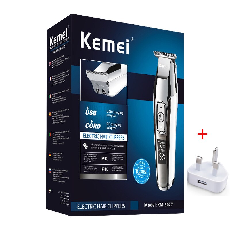 Kemei Haar Haarschneidemaschine für Männer Elektrische Haar Trimmer Haarschnitt Maschine LCD Digital DIY Haar Styling Werkzeuge Barbier Schermaschinen: mit Kasten-UK Stecker
