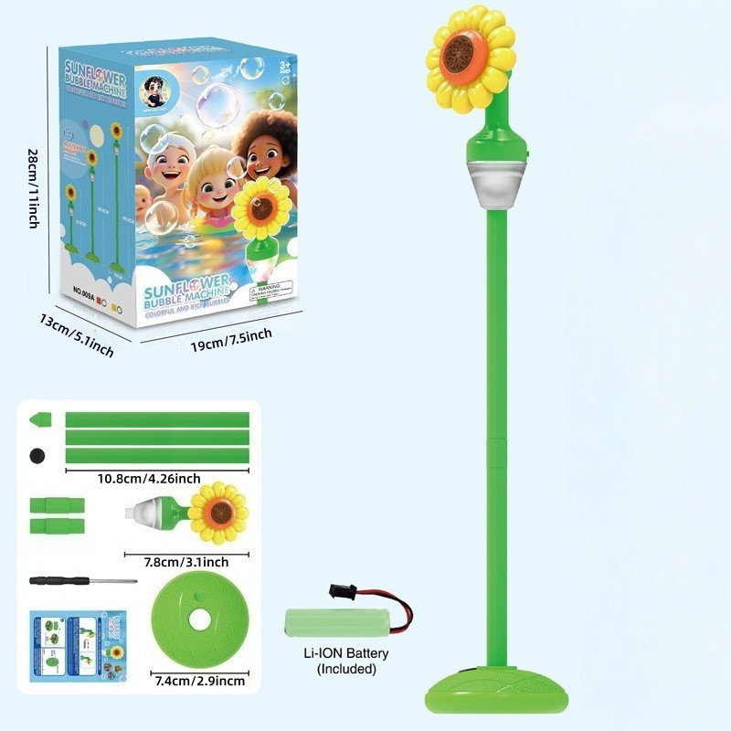Portable Kids Sunflower Bubble Machine Fully Automatic Standing Bubble Maker Summer Back Garden Outdoor Party Wedding Toy: Default Title