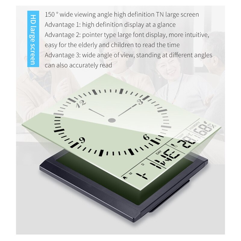 Digital Wall Clock With Temperature &amp; Humidity 8.6 Inch Large Display Time/Date/Week Alarm Clock For Home Office School