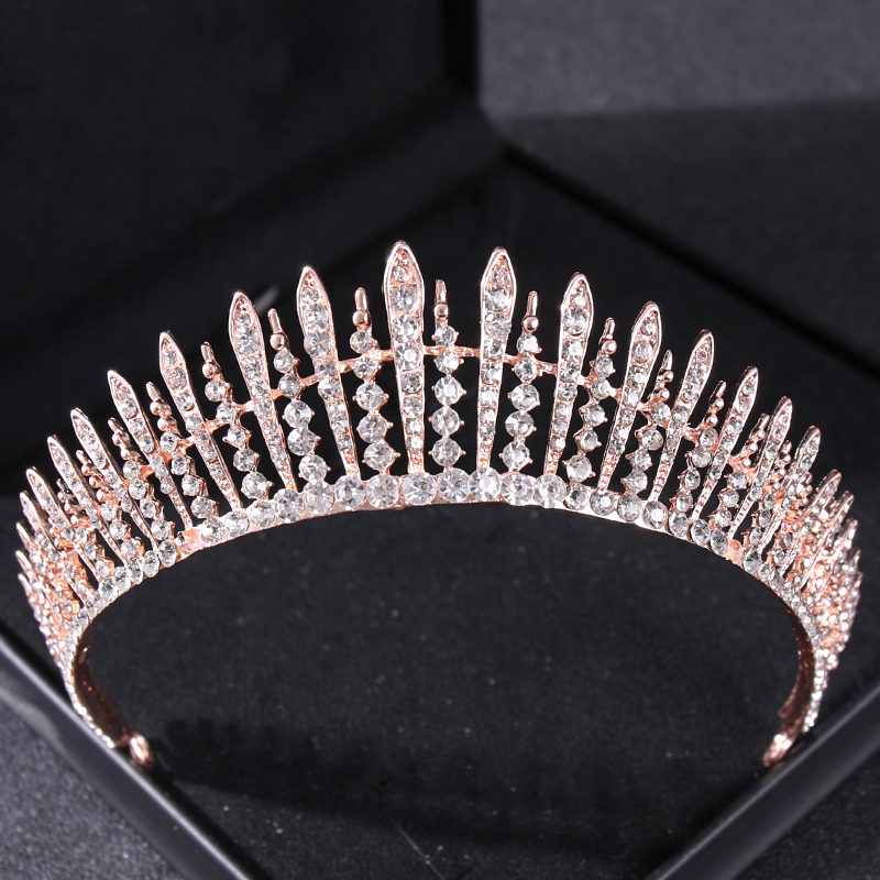 Roségouden Kristal Bruids Tiara 'S En Kronen Voor Vrouwen Bruid Strass Prom Diadeem Hoofdband Bruids Bruiloft Haaraccessoires Kroon