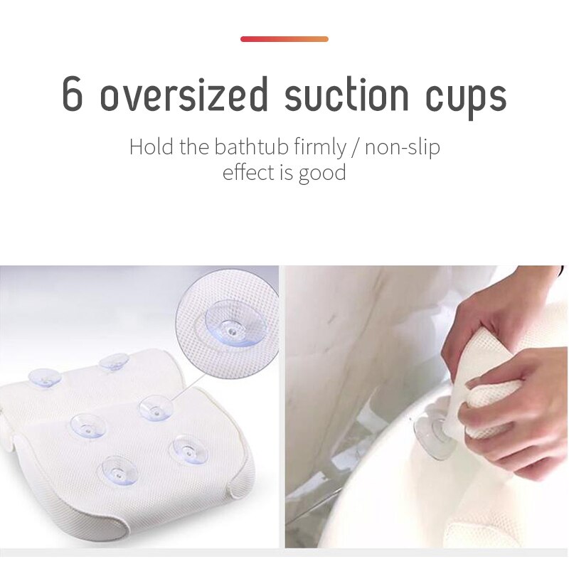 Accueil bain Spa oreiller profond spongieux coussin relaxant Massage respirant 3d maille Spa bain oreiller avec ventouses cou et dos