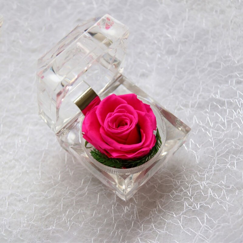 Romantisk rosenring æske blomst evig rose blomst bryllup foreslå forlovelse valentinsdag æske pakning smykkeetui: 4