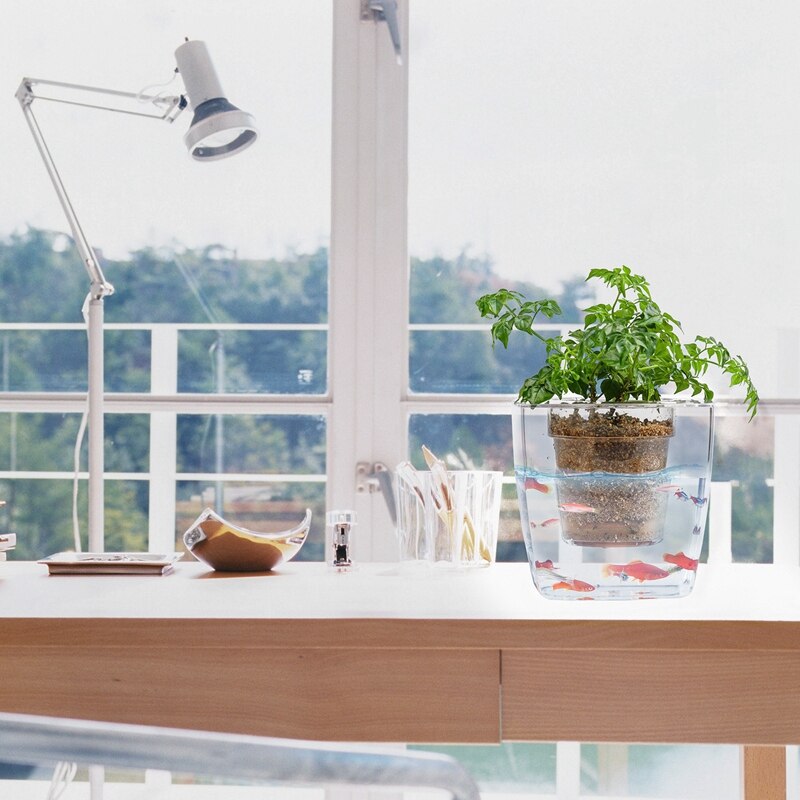 Ecologische aquarium bloempot tafelmodel gras plantenbak plastic bloempot geometrisch aquarium