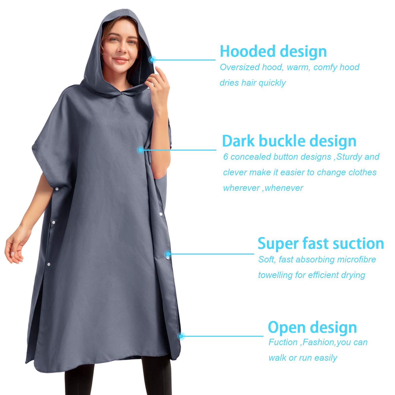 Mikrofaser-Kapuzenhandtuch für Männer und Frauen, Schwimmen, Strand, Reisen, schnell trocknend, Wickelmantel, Umhang, Badetuch, Bademantel, Surfen-Poncho, Sauna, Spielen