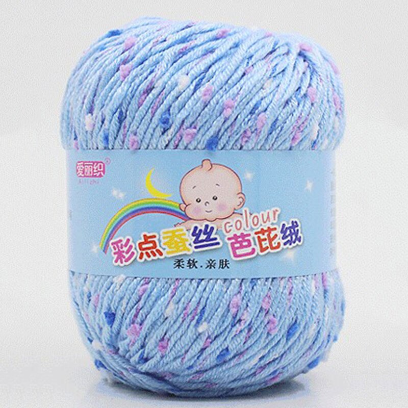 Fil de coton au lait pour bébé, fil de cachemire pour tricot à la main, fil de laine peigné au Crochet coloré, couture: BLEU CIEL