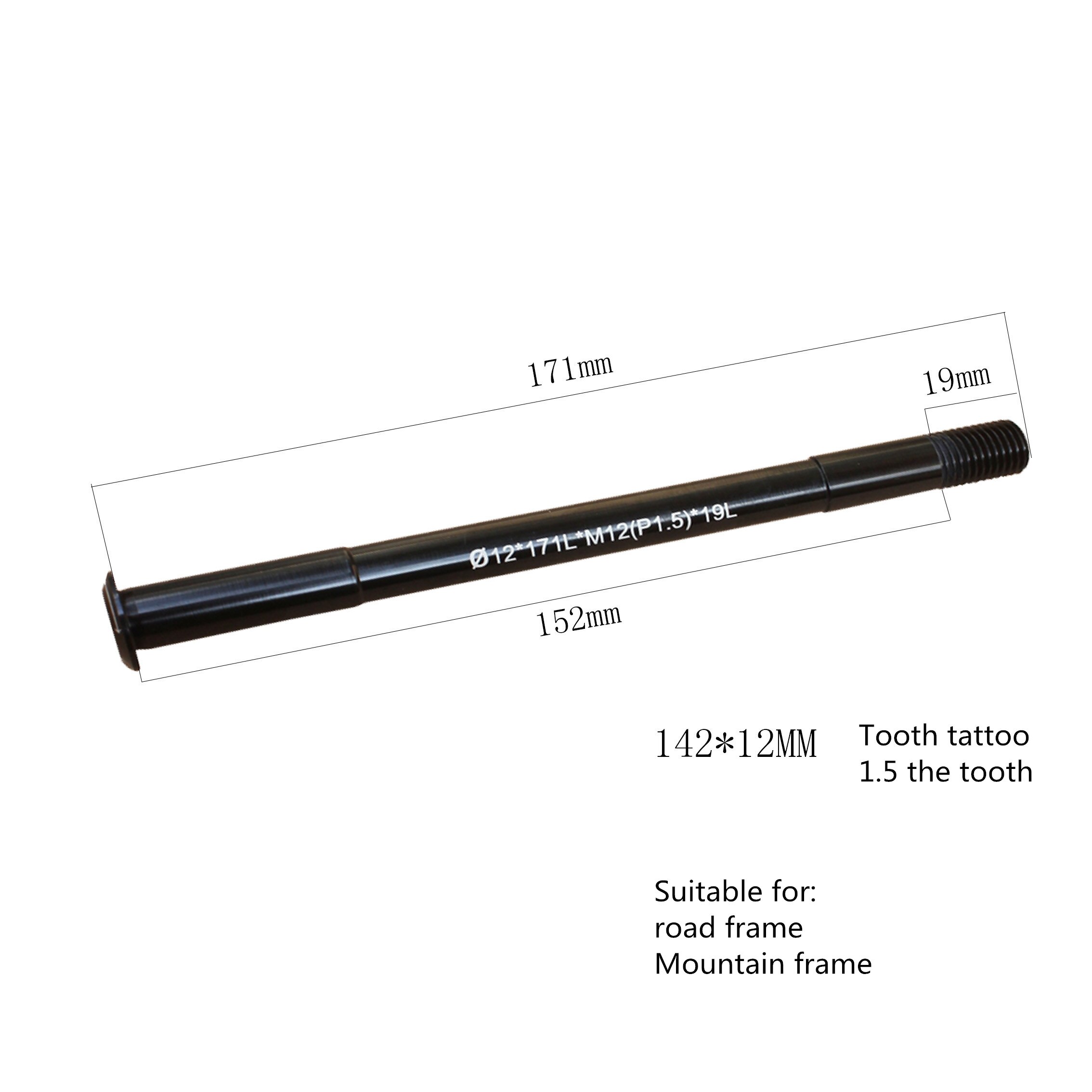 Sykkeltønneaksel foran baknav hurtigutløser karbonfiber 49g ultralett 142/148/123/126/162/171*12mm: Bak 171 x 12mm