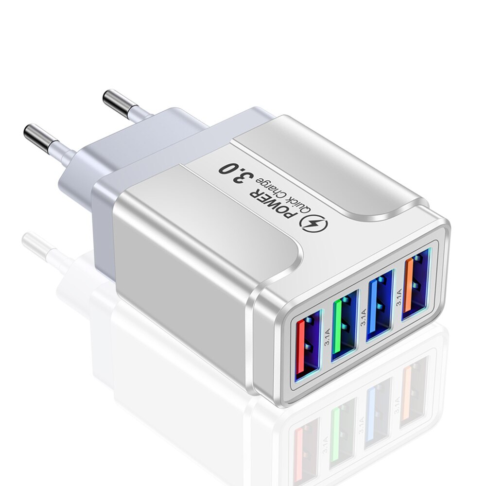 Cargador USB 3,0 de carga rápida para móvil, adaptador QC 3,0 para Xiaomi, iPhone X, enchufe europeo y estadounidense: IL