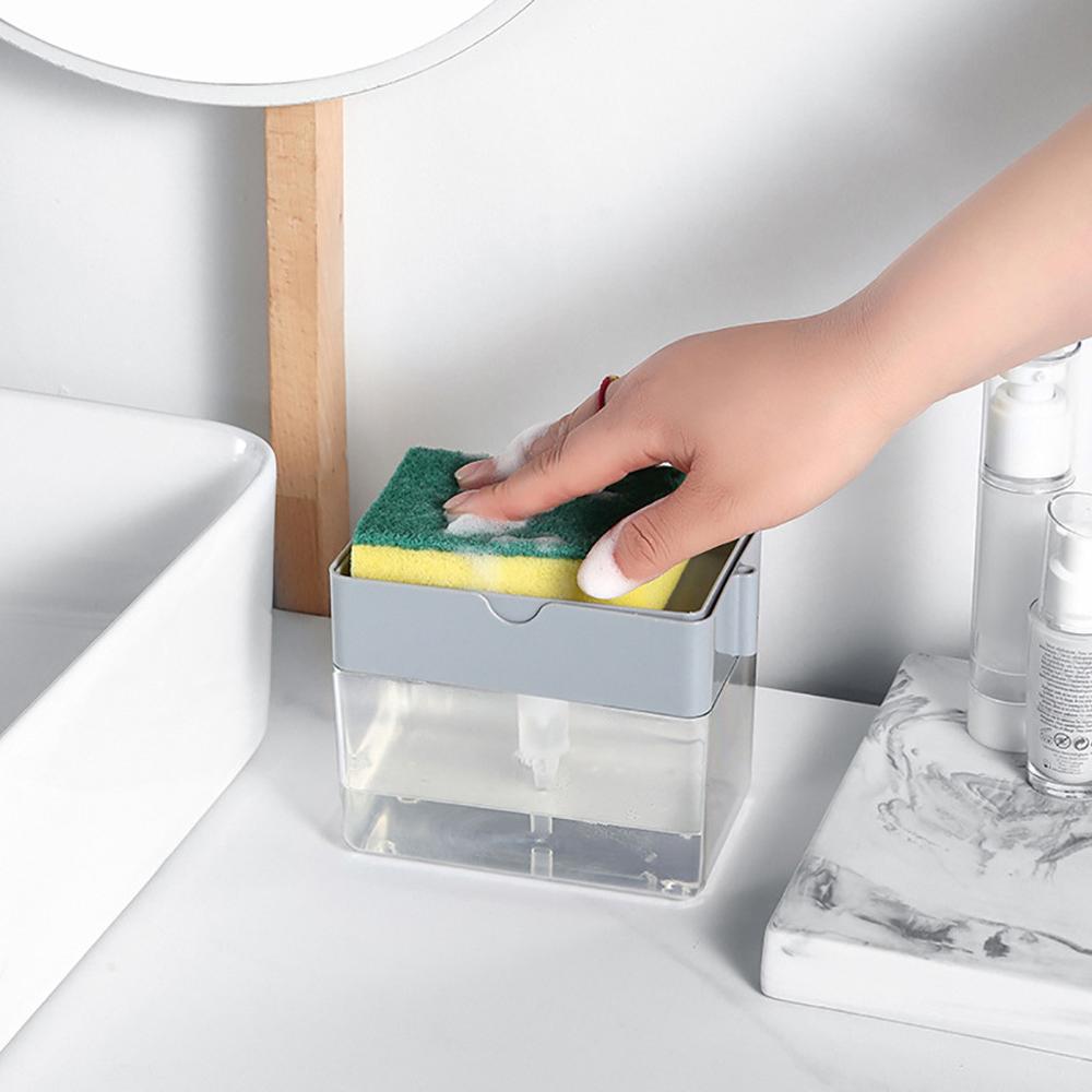 Soap Dispenser 2-in-1Sponge Rack Holder Organizer Soap and Sponge Container Storage shelf Soap Case Caddy Kitchen Tool