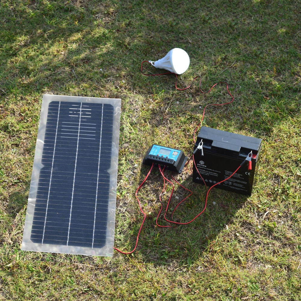 solar panel kit 12v battery charger car RV boat caravan camper Monocrystalline Solar Cell transparent waterproof 10A controller