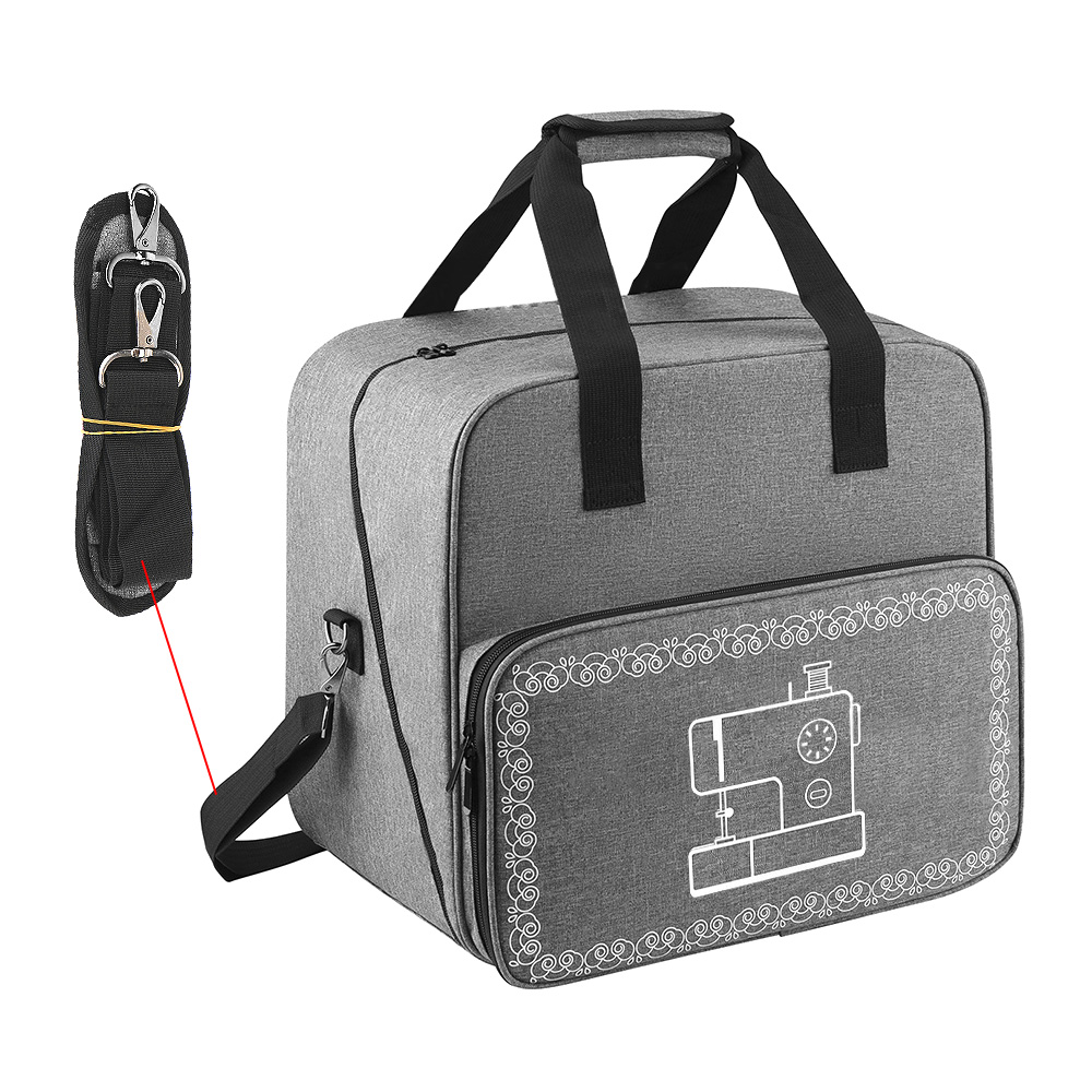 Large Capacity Portable Sewing Machine Bag Travel Home Organizer Bag Thread Yarn Storage Tote Sewing Machine Accessories: Gray